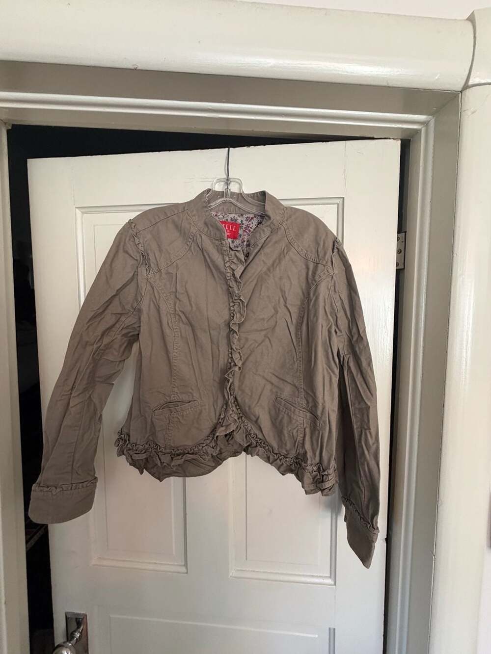 Elle Ruffled Khaki Utility Military Jacket